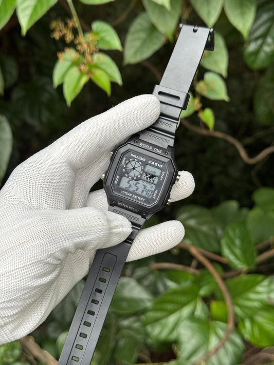 Casio AE-1200WH Stainless Steel Band And Black Dial